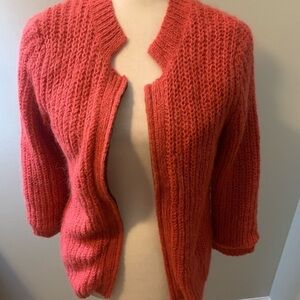 CAbi wool mohair orange sweater cardigan, size S